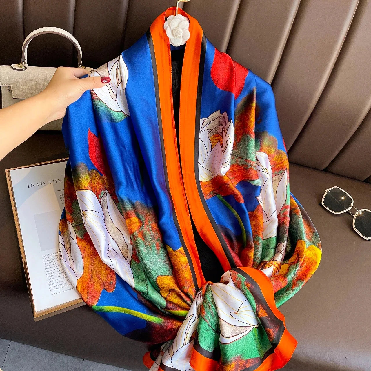 180x90 Cm Large Silk Soft Scarf Women Stylish Print Long Shawl Handkerchief Summer Elegant Travel Wrap Hot