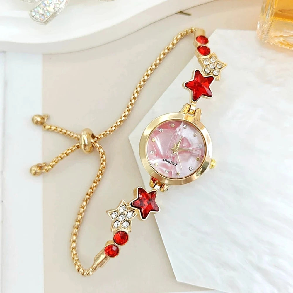 New Fashion Women Watches Simple Rhineston Luxury Watch Women Pentagram Wristwatch Clock Watch Quartz Watch Relogio Feminino