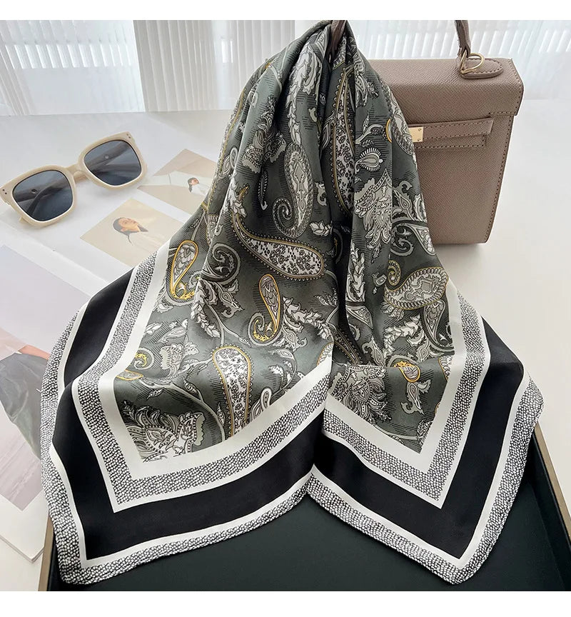 Square Scarf For Women Breathable Bandanna Luxury Headband Hair Scarf Soft Stain Neckerchief Spring/Summer Head Scarf