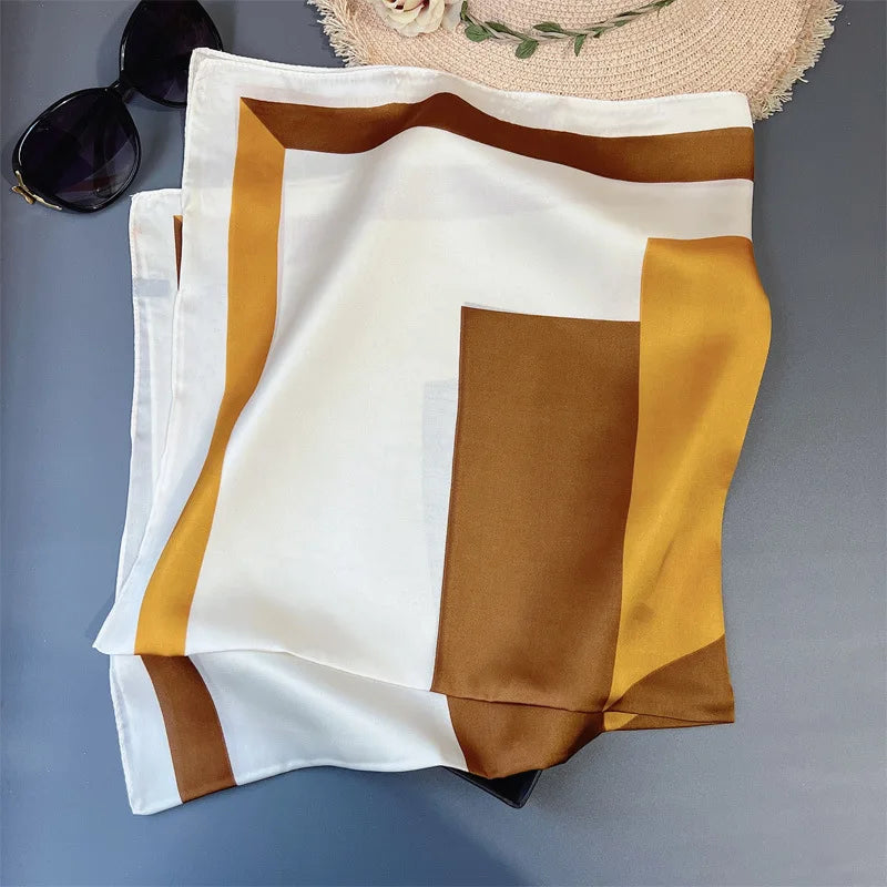 70*70cm Flower Silk Square Scarf Women Satin Shawl Wrap Hijab Female Hair Band Wrist Luxury Headkerchief Echarpe fashion Bandana