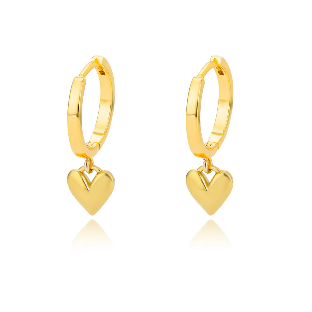 Stainless Steel Gold Plated Heart Shaped Set Zircon Stud Earrings for Women Delicate Hoops Earring Wedding Party Jewelry Gifts