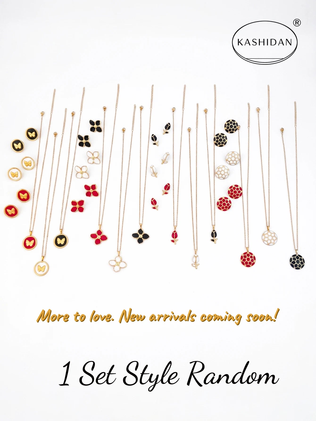 Fashion Colorful Enamel Flower Stud Earrings and Necklace Jewelry Set, Stainless Steel Waterproof Hypoallergenic Jewelry