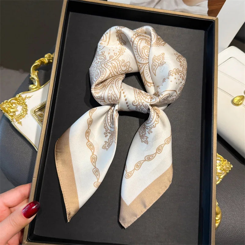 Paisley Cashew Print 70*70cm Silk Square Scarf Women Neck Tie Soft Satin Neckerchief Female Foulard Headband Hijab Decorate Hand