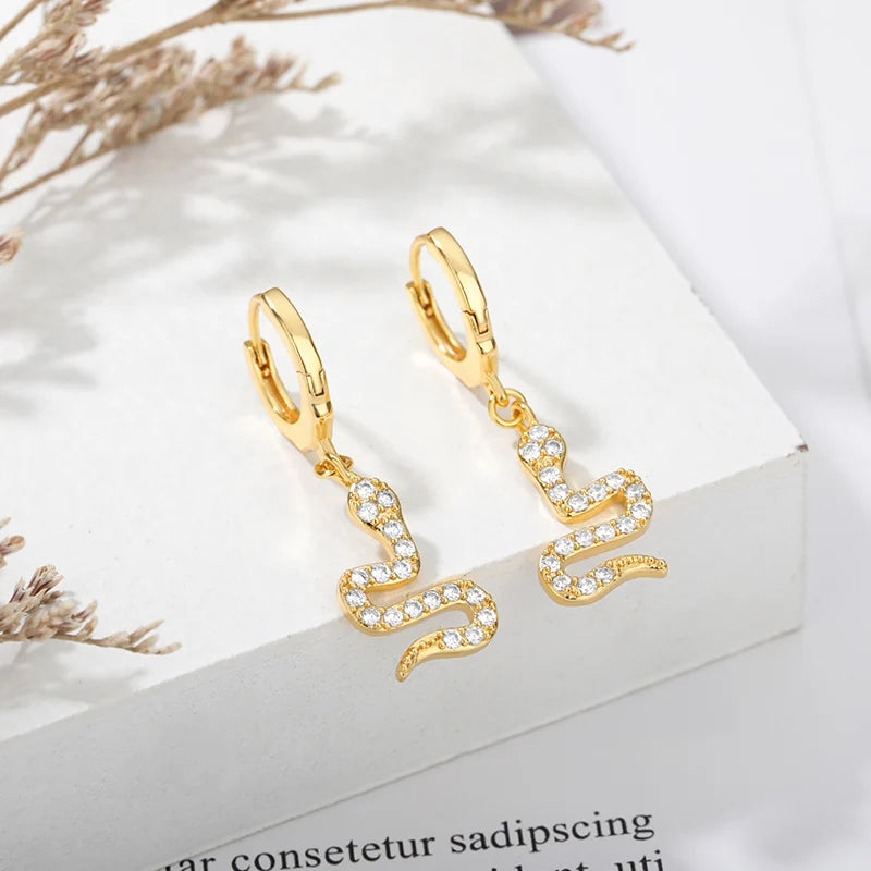 Free Shipping Zircon Geometric Earrings For Women Stainless Steel Gold Color Piercing Earring 2025 Fashion Wedding Jewelry Gift
