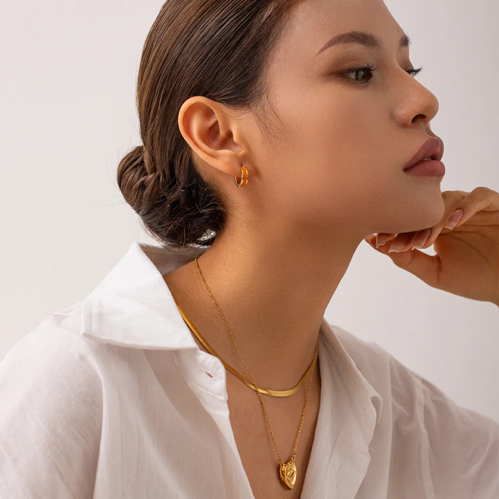 Glamour Jewelry Stainless Steel Dripping Oil Black White Colorful Enamel Hoop Earrings Geometric Enamel Stud Earrings for Women