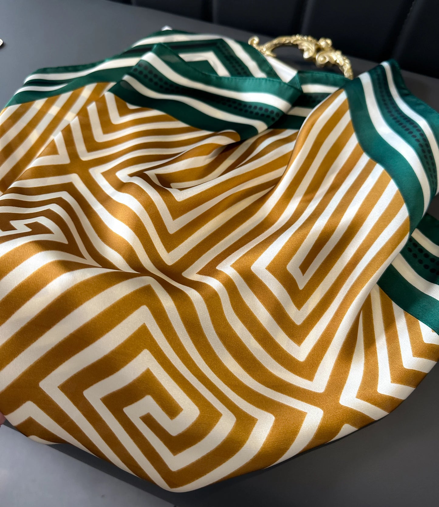 New lady Girl 70*70cm Silk Satin Hair Scarf Women Handkerchief stripe Printed Female Square Head Bandana Small Neck Muffler Hija