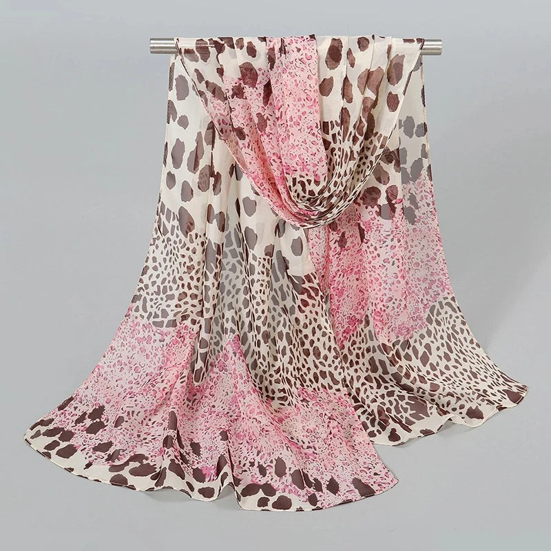 2026 Fashion Printed Leopard Chiffon Hijab Scarf Women Pareo Lady Bandanas Beach Towels Summer Muslim Veil Wrap Female Foulard