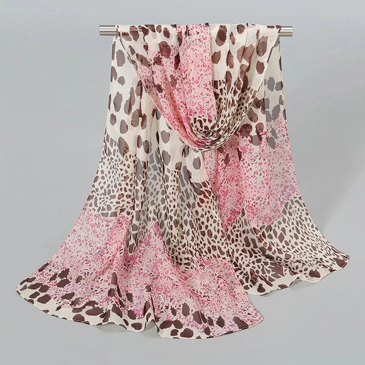 2026 Fashion Printed Leopard Chiffon Hijab Scarf Women Pareo Lady Bandanas Beach Towels Summer Muslim Veil Wrap Female Foulard