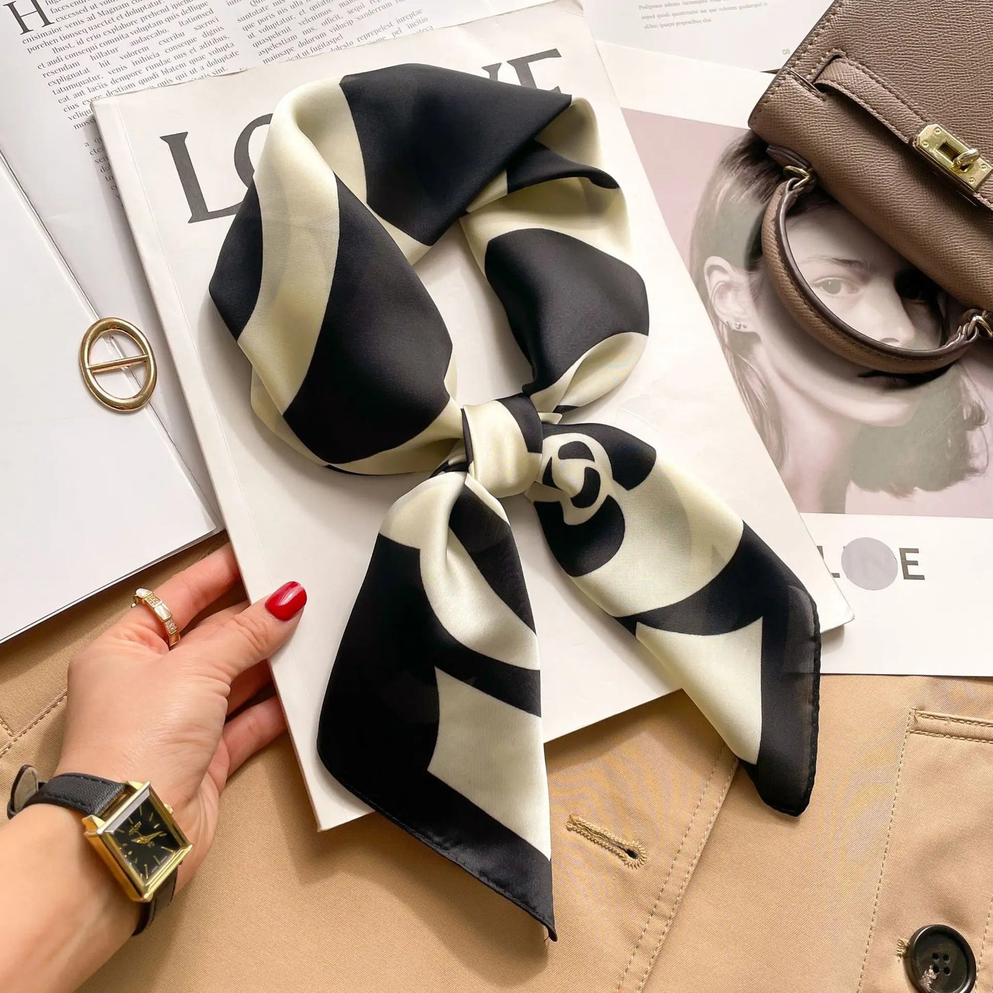 Luxury Horse  Silk Shawl Square Scarf For Women Print Hijab Summer Wraps Neckerchief Female 70*70cm Handkerchief Bandana Girl