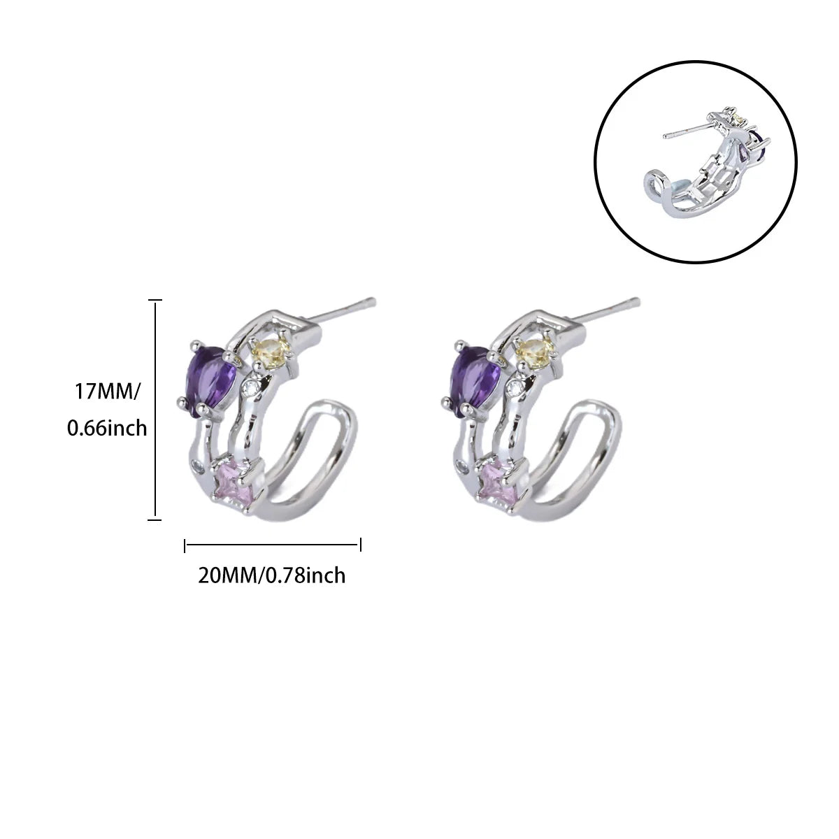 Free Shipping Zircon Geometric Earrings For Women Stainless Steel Gold Color Piercing Earring 2025 Fashion Wedding Jewelry Gift