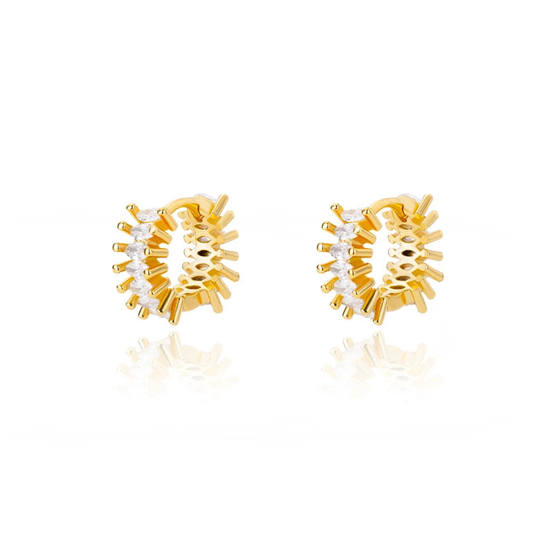 Free Shipping Zircon Geometric Earrings For Women Stainless Steel Gold Color Piercing Earring 2025 Fashion Wedding Jewelry Gift