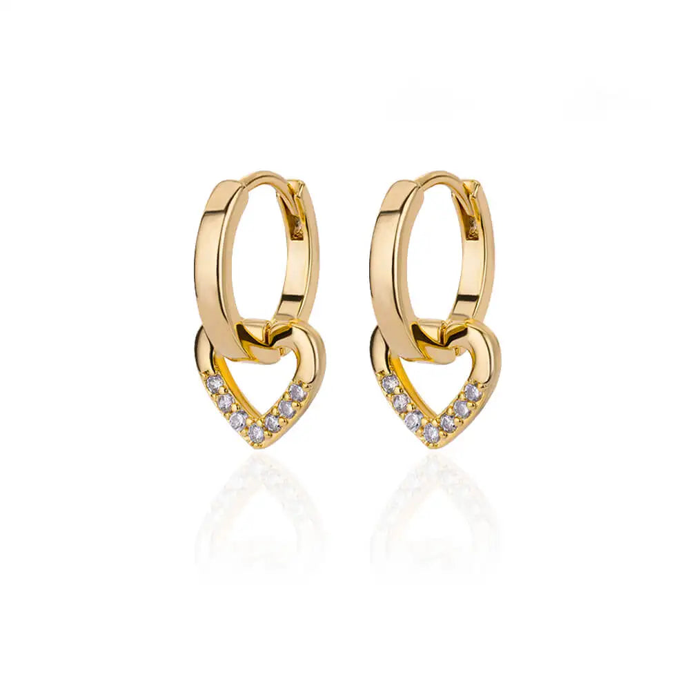 Stainless Steel Zircon Heart Earrings For Women 2023 Trending Gold Plated Hoop Earrings Piercing Jewelry Gifts Free Shipping