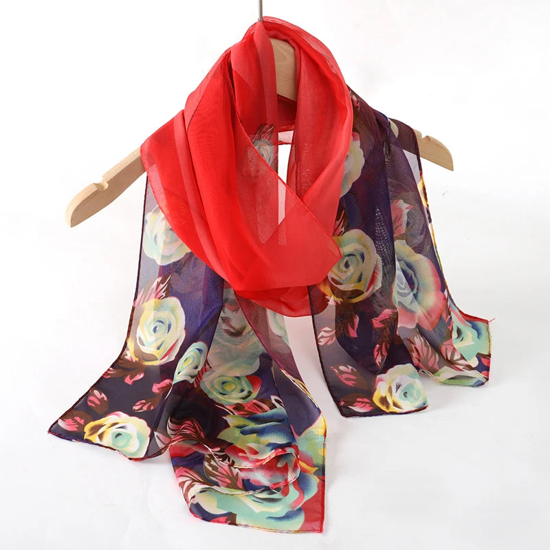 2026 New Print Chiffon Scarf Shawl Women Sunscreen Silk Scarf Turban Long Wrap Beach Travel Outdoor Accessories Trendy Headband