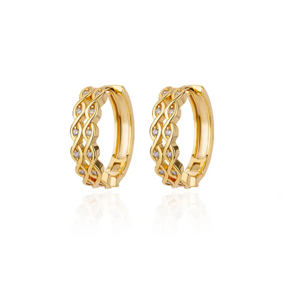 Zircon Snowflake Earrings For Women Gold Color Stainless Steel Flower Geometric Hoop Earring Aesthetic Luxury Wedding Jewerly