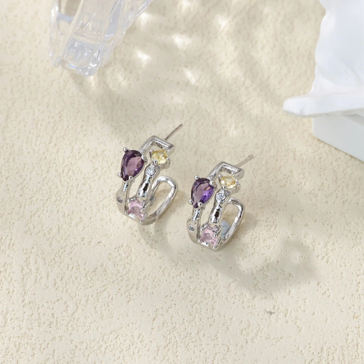 Free Shipping Zircon Geometric Earrings For Women Stainless Steel Gold Color Piercing Earring 2025 Fashion Wedding Jewelry Gift