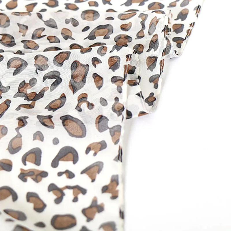 Ladies Sunscreen Scarf Small Silk Scarf Versatile Spotted Leopard Print Gauze Sunscreen Ice Silk
