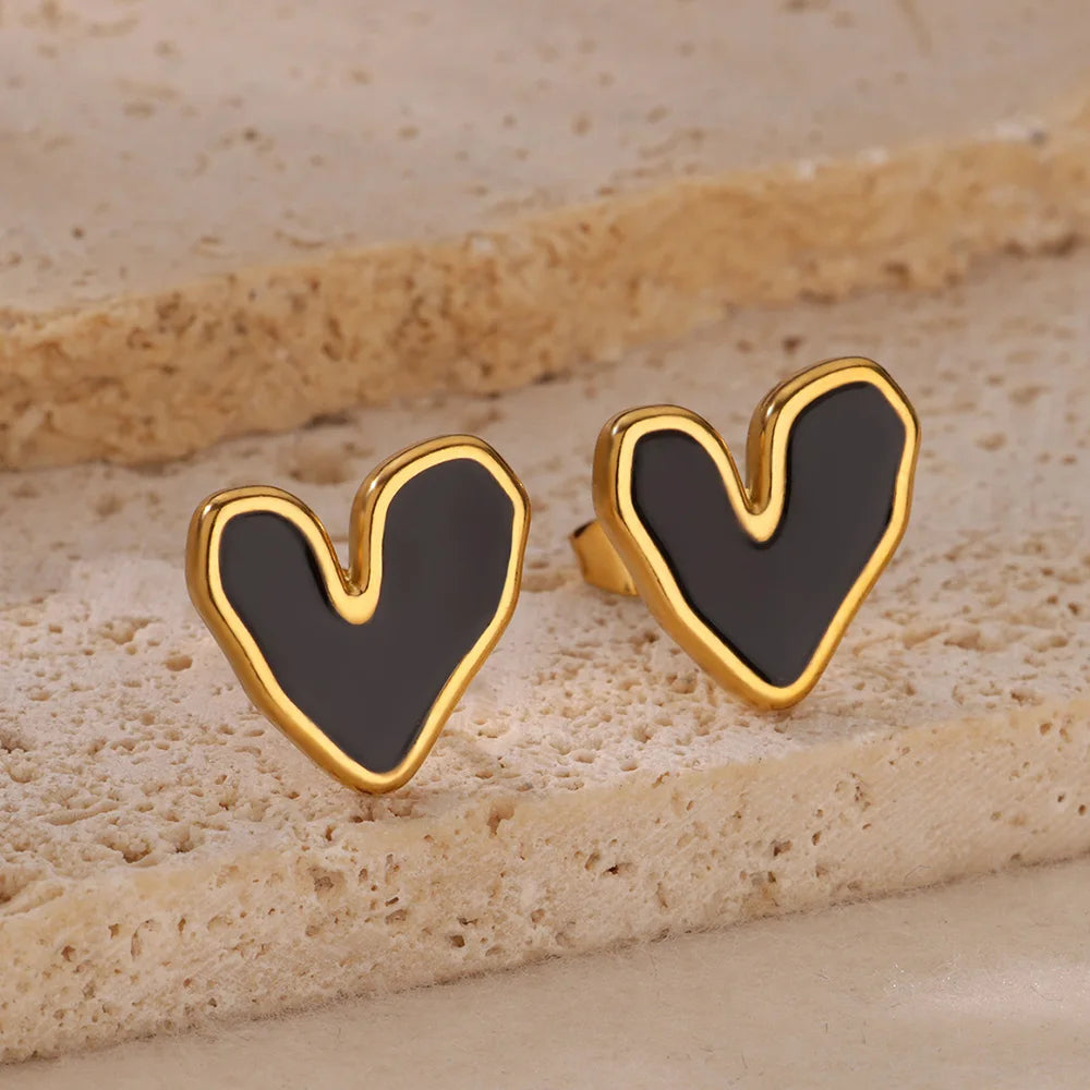 White Heart Shape Stud Earrings For Women Stainless Steel Aesthetic Heart Earring Wedding Christmas Fashion Jewelry Accessories