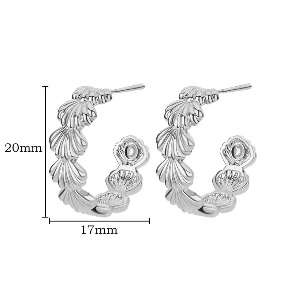 C-shaped Shell Stainless Steel Earrings For Women Korean Style Gold Plated Piercing Earring Luxury Quality Jewelry Birthday Gift