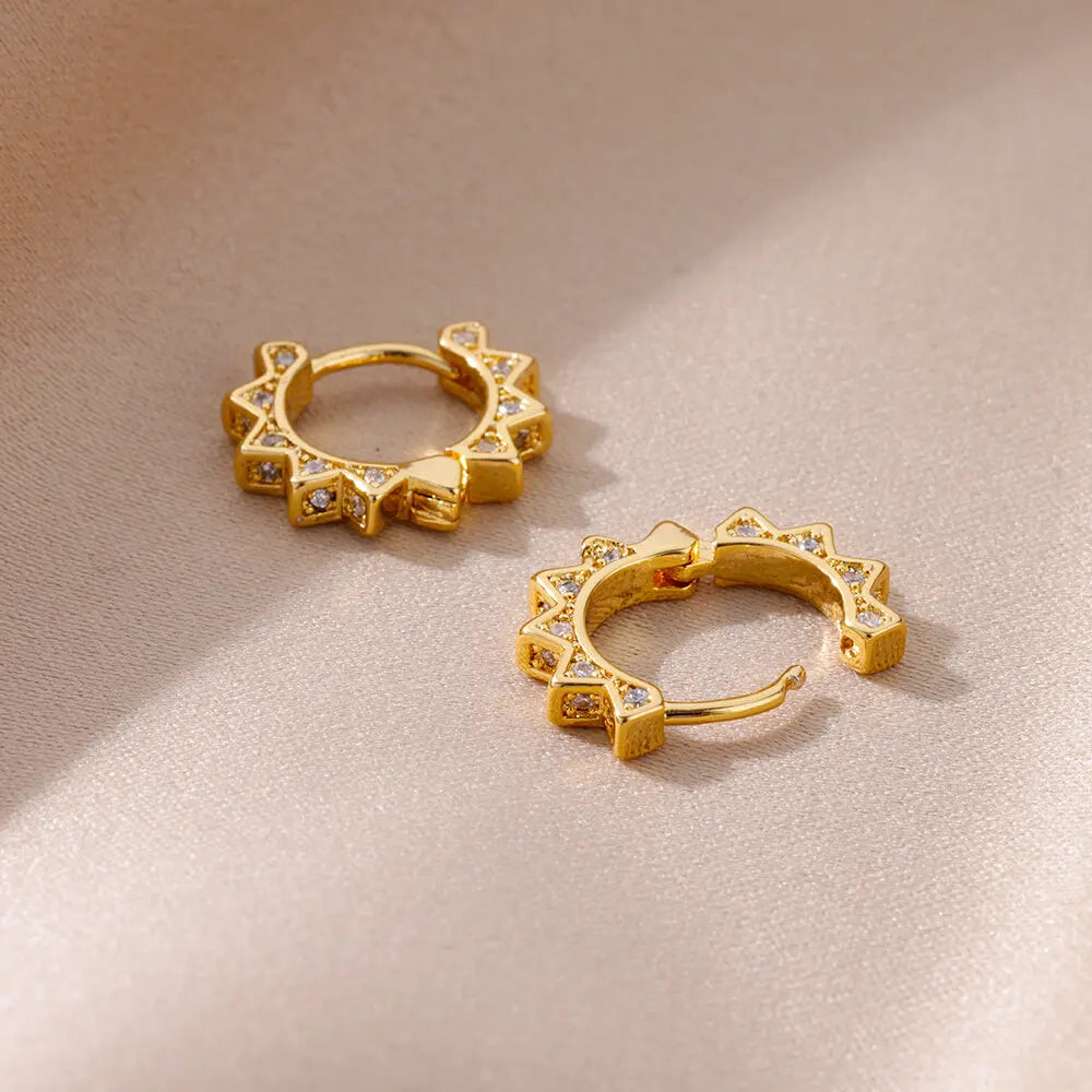 Triangle Zircon Hoop Earrings For Women Stainless Steel Earring Luxury New in Design Wedding 2023 Trending Jewelry aretes mujer