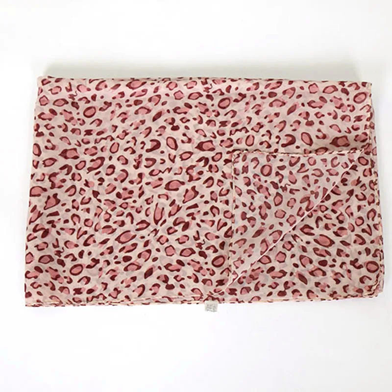 Ladies Sunscreen Scarf Small Silk Scarf Versatile Spotted Leopard Print Gauze Sunscreen Ice Silk