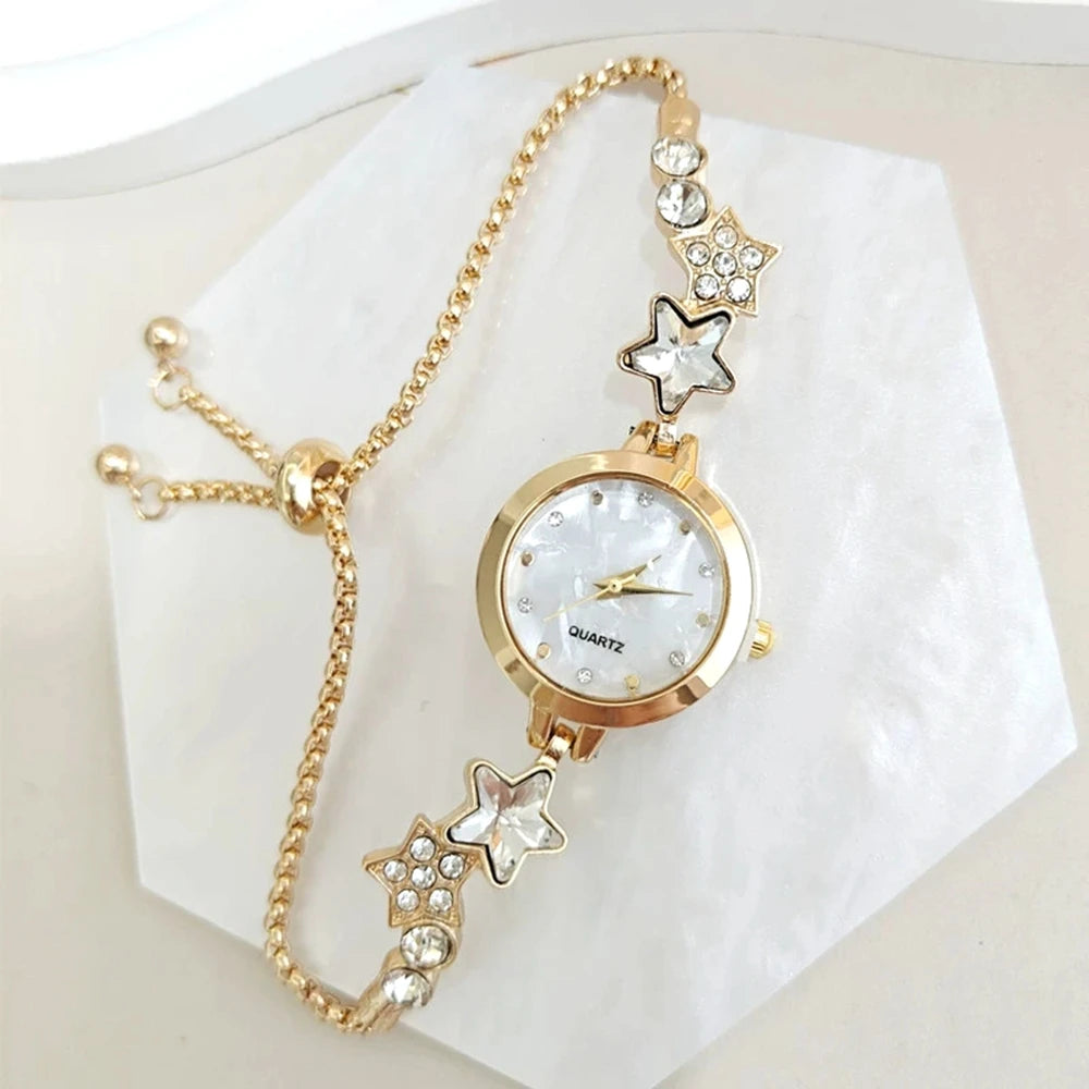 New Fashion Women Watches Simple Rhineston Luxury Watch Women Pentagram Wristwatch Clock Watch Quartz Watch Relogio Feminino