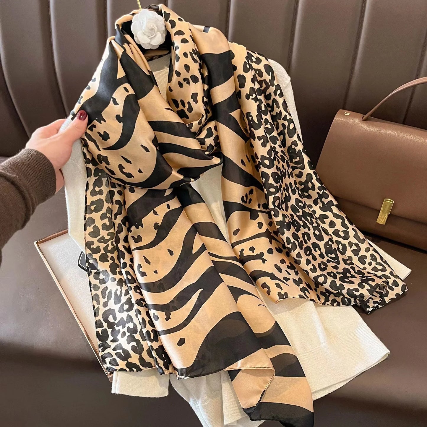 180x90 Cm Large Silk Soft Scarf Women Stylish Print Long Shawl Handkerchief Summer Elegant Travel Wrap Hot