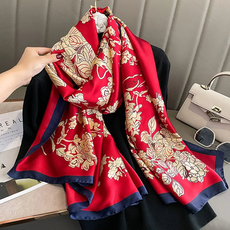 Spring Scarf Women's Luxury Design Polyester Material Smooth Scarf Soft Shawl Beach