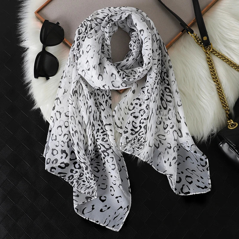 2026 New Print Chiffon Scarf Shawl Women Sunscreen Silk Scarf Turban Long Wrap Beach Travel Outdoor Accessories Trendy Headband