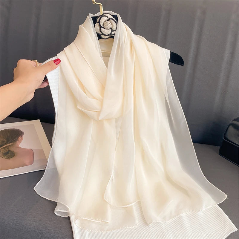 2026 New Print Chiffon Scarf Shawl Women Sunscreen Silk Scarf Turban Long Wrap Beach Travel Outdoor Accessories Trendy Headband