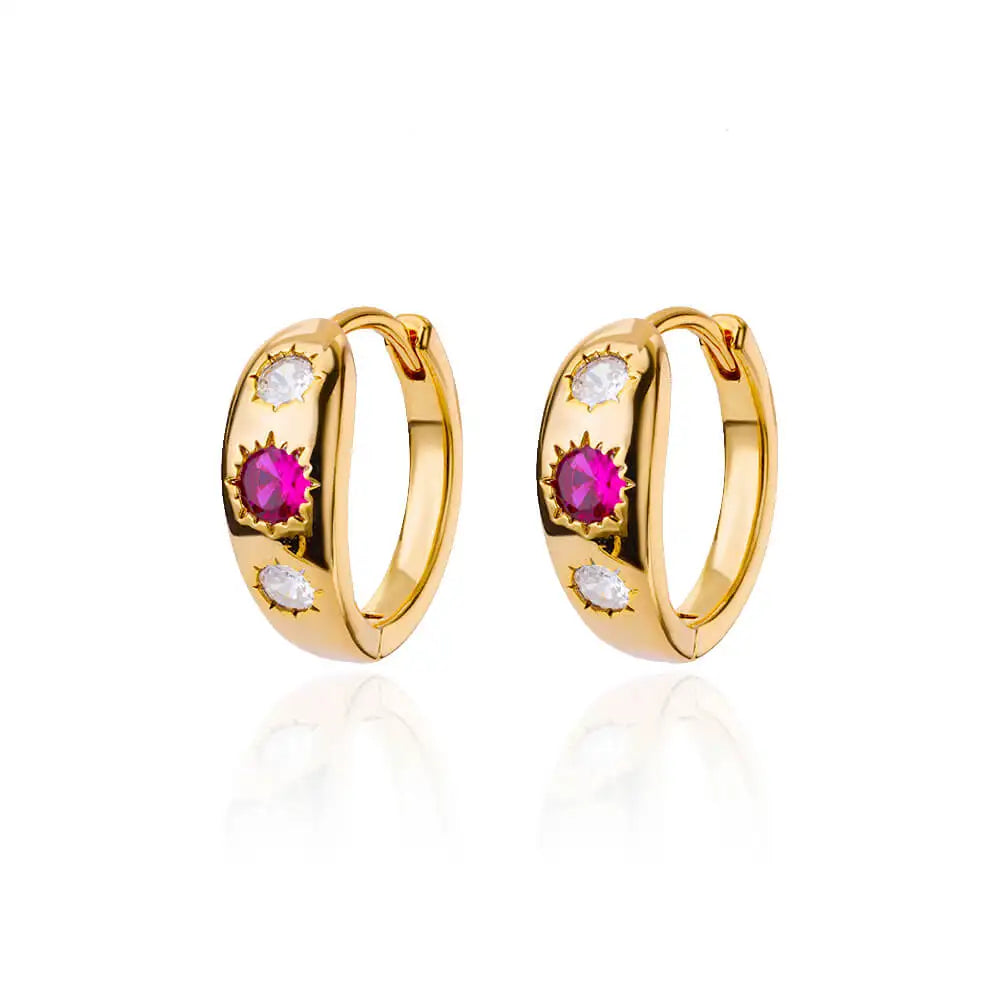 Zircon Round Star Earring For Women Geometric Stainless Steel Heart Hoop Earring Party Wedding Aesthetic Jewelry Gift