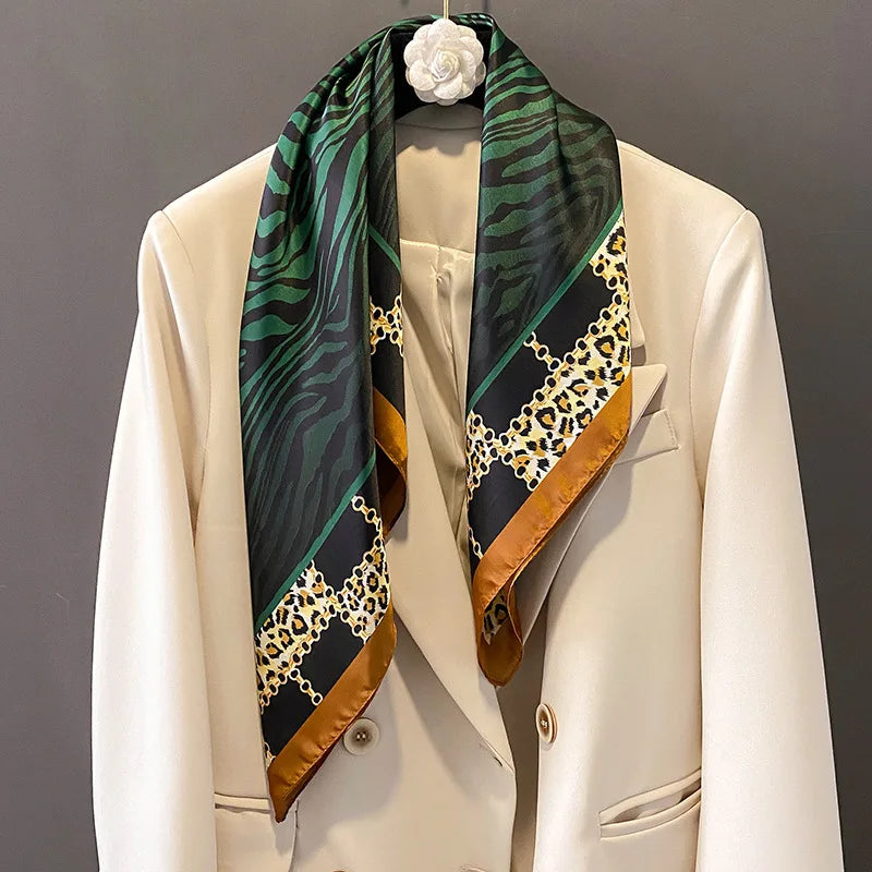 Elegant Floral Scarf for Lady Fashion Square Silk Neck Kerchief Bandana Foulard Soft Hairbands Women 2022 New Bufanda