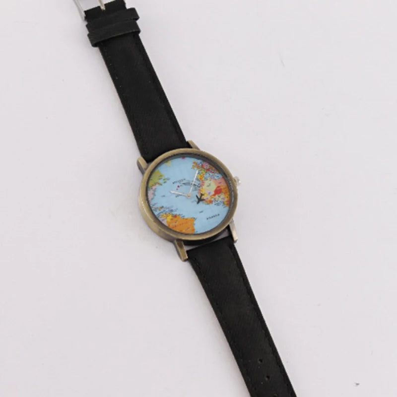 Men's Watches Fashion Trends World Earth Airplane Watch Hands Denim Wristbands Business Sports Quartz Watches watches for man