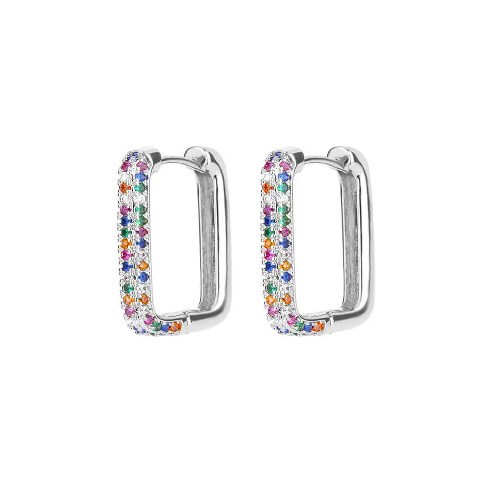 Free Shipping Zircon Geometric Earrings For Women Stainless Steel Gold Color Piercing Earring 2025 Fashion Wedding Jewelry Gift