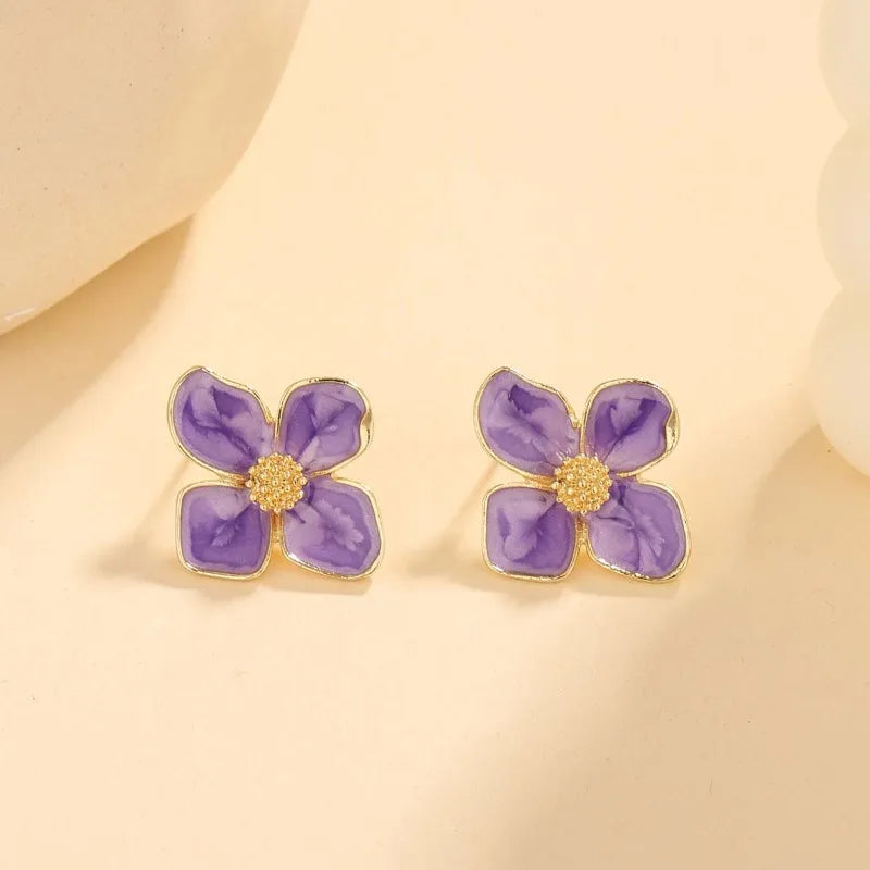 New Multi Color Acrylic Flower Stud Earrings for Women Korean Fashion Cute Super Fairy Temperament Earrings Jewelry Accessories