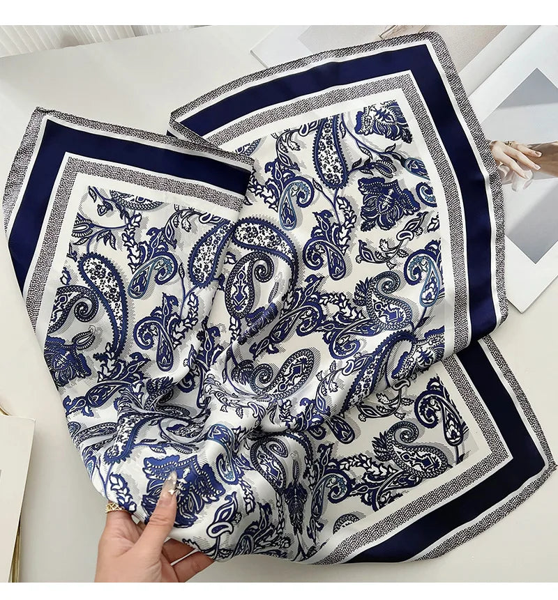 Square Scarf For Women Breathable Bandanna Luxury Headband Hair Scarf Soft Stain Neckerchief Spring/Summer Head Scarf