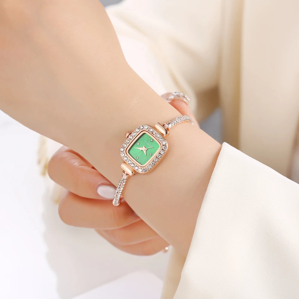 1 piece/set of small square watch for women, quartz movement for women, high-end drawstring watch for women
