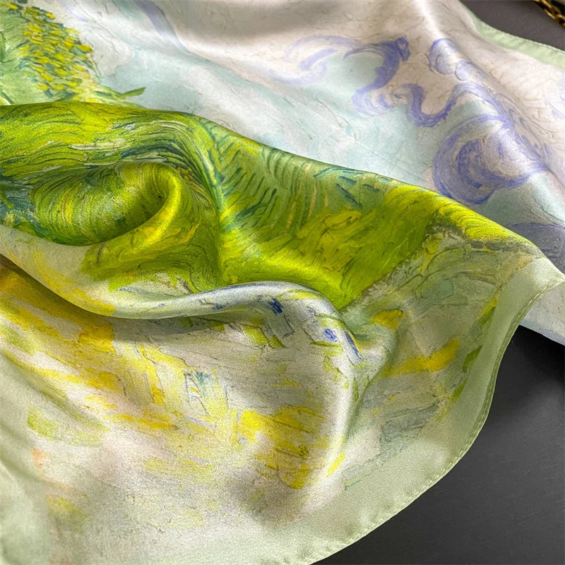 Fashion 100% Real Silk Scarf 53cm Square Bandelet Women's Silk Temperament Small Scarf Neck Decorative Wrap Printed Scarves