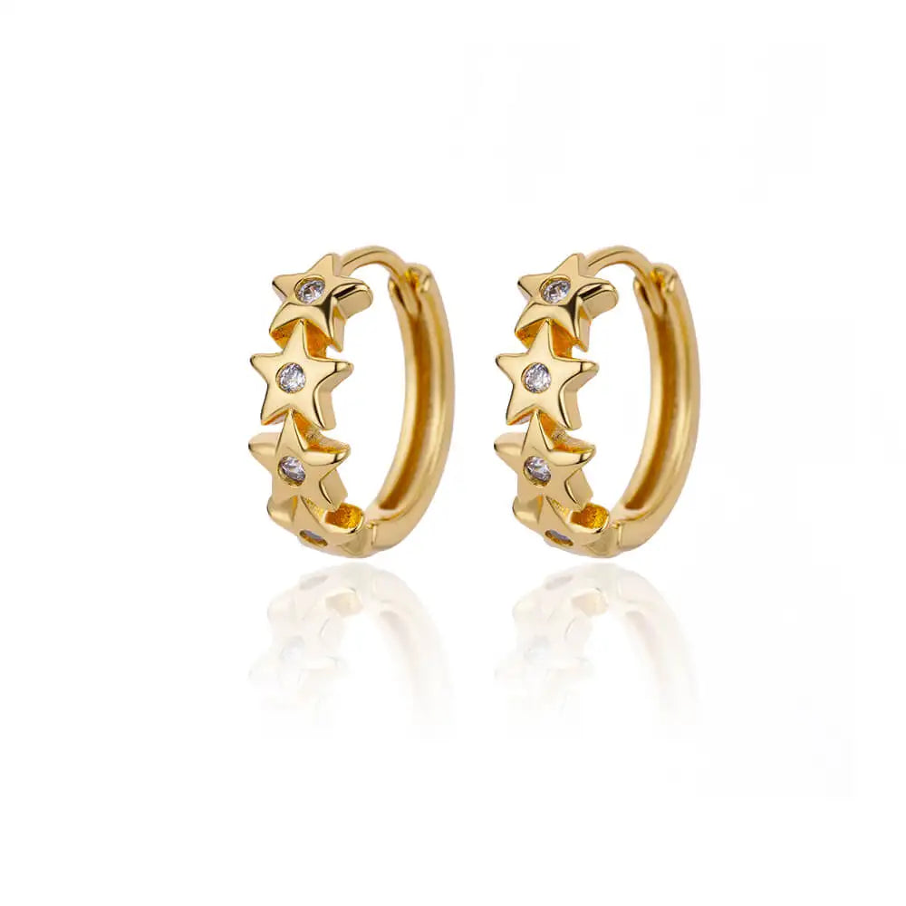 Zircon Snowflake Earrings For Women Gold Color Stainless Steel Flower Geometric Hoop Earring Aesthetic Luxury Wedding Jewerly