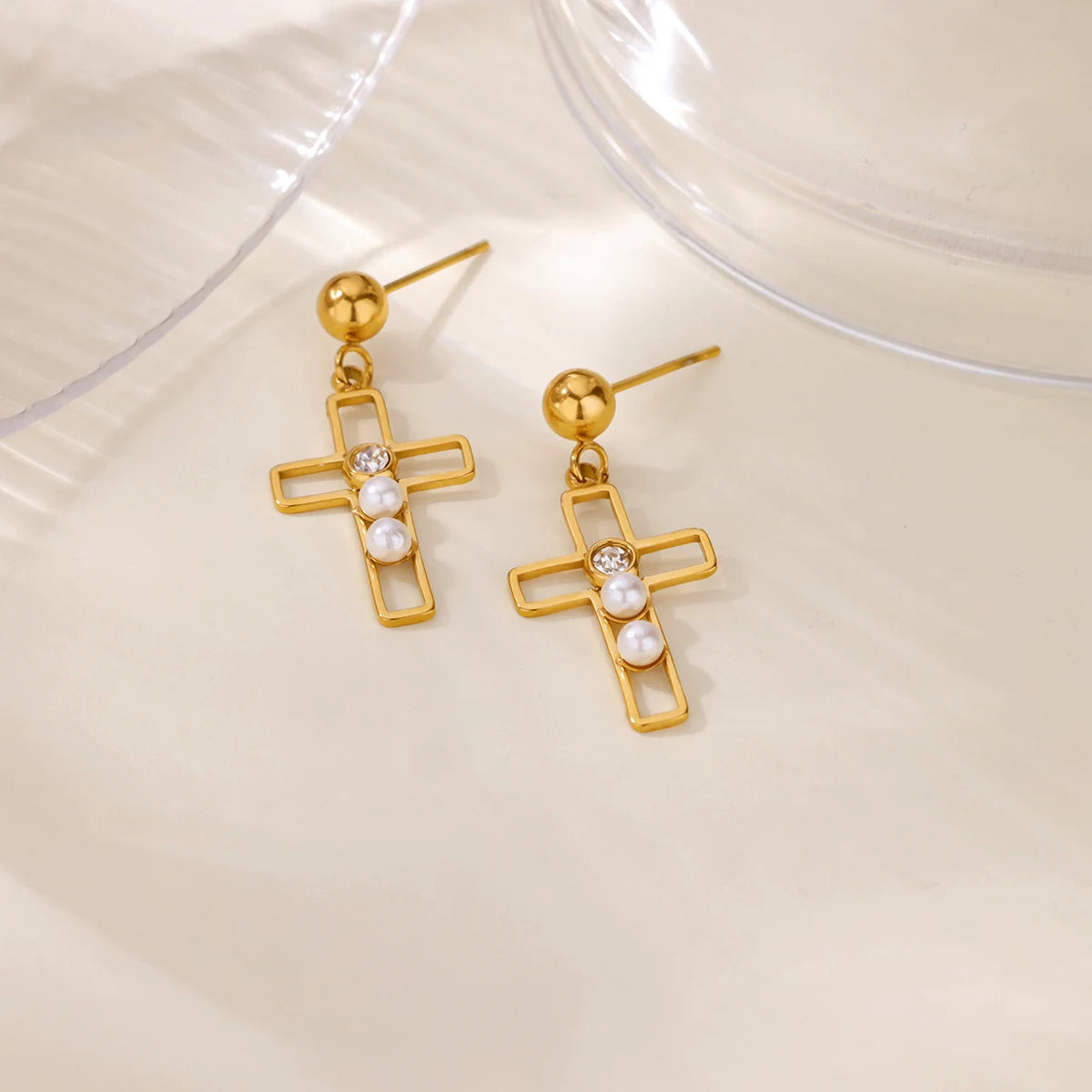 Free Shipping Zircon Geometric Earrings For Women Stainless Steel Gold Color Piercing Earring 2025 Fashion Wedding Jewelry Gift