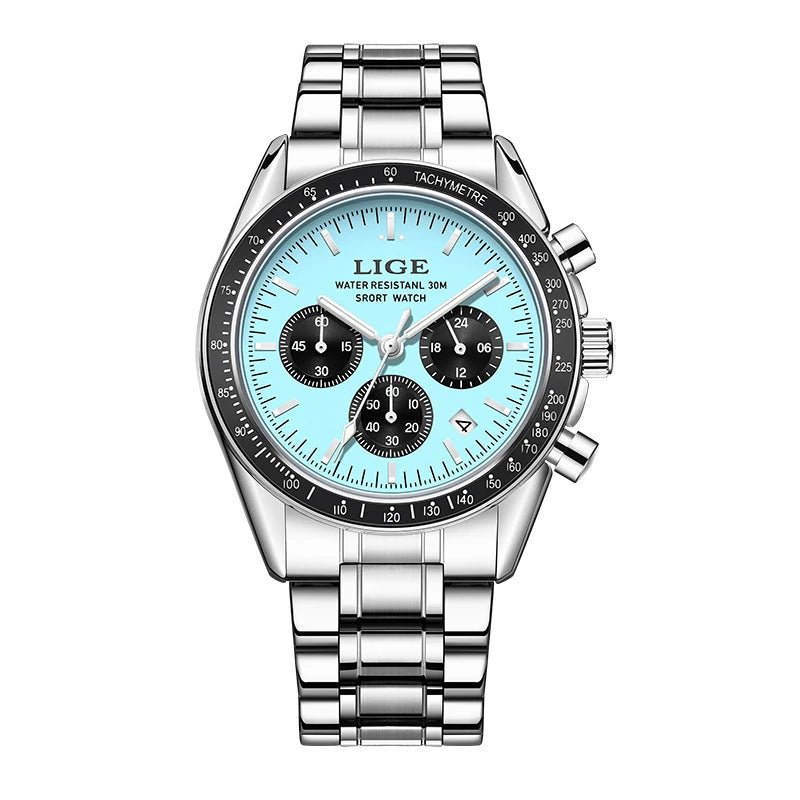 LIGE Men Watches Luminous Calendar Business Quartz Watch Mens Top Brand Luxury Sport Waterproof Stainless Steel Man Wristwatches
