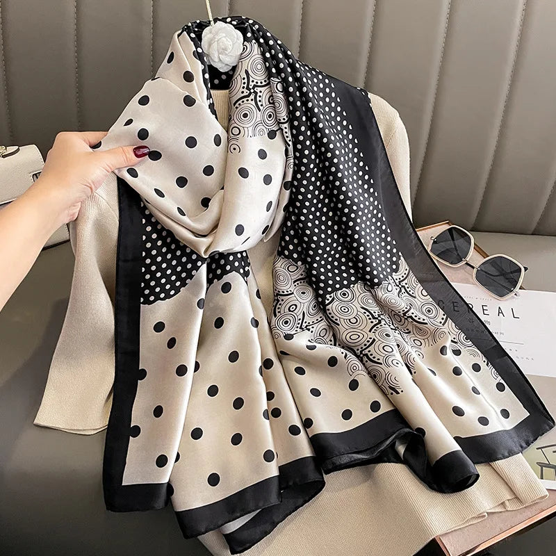 Spring Scarf Women's Luxury Design Polyester Material Smooth Scarf Soft Shawl Beach