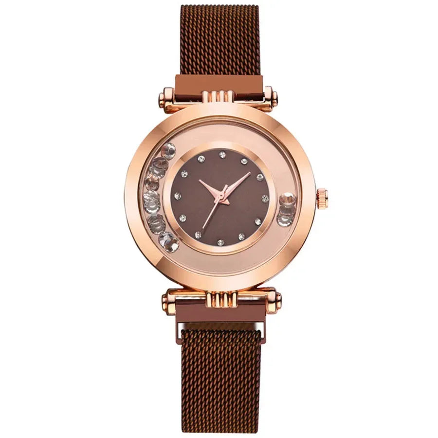 Fashion Luxury Watches for Women Stylish Elegant Strap Buckle Rhinestones Magnetite Magnet Ball Ladies Female Wrist Watch Clock