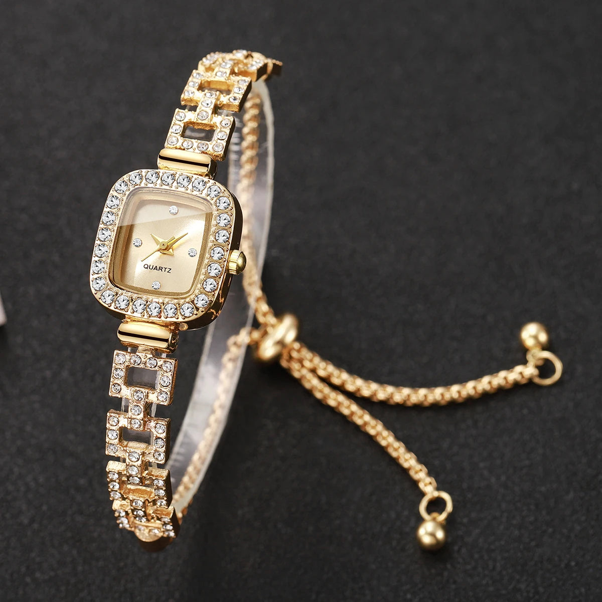Luxury Rhinestone Bracelet Strap Women Watches Elegant Square Quartz Wristwatch Reloj Mujer Girls Clock Gift (Without Box)