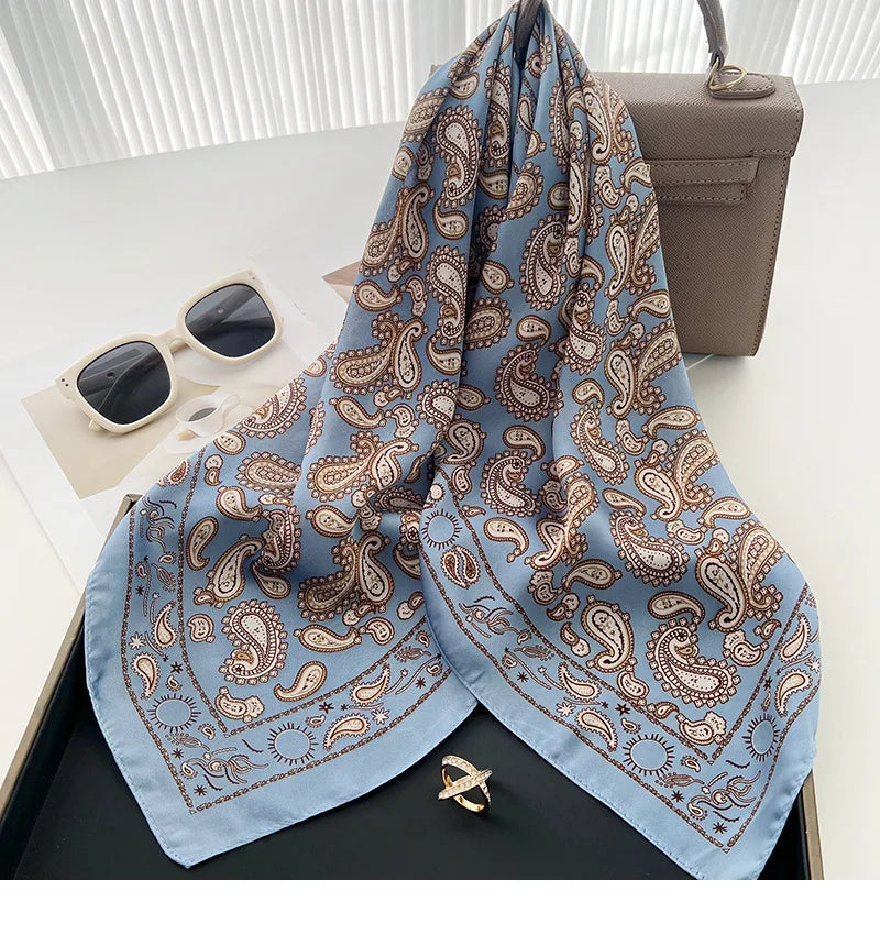 Head Scarf For Women Luxury Square Scarf Bandanna Spring/Summer Headband Hair Scarf Soft Stain Neckerchief For Dress Up you Look