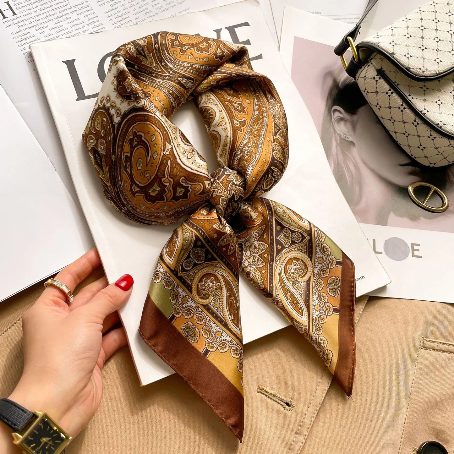 Luxury Horse  Silk Shawl Square Scarf For Women Print Hijab Summer Wraps Neckerchief Female 70*70cm Handkerchief Bandana Girl