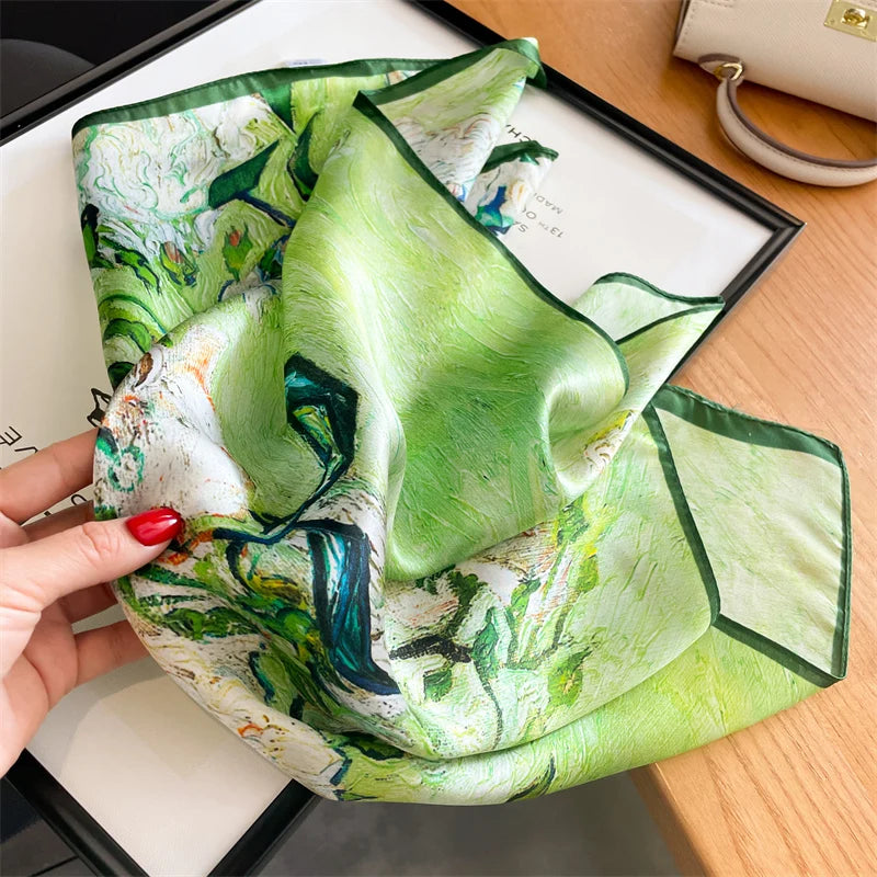Fashion 100% Real Silk Scarf 53cm Square Bandelet Women's Silk Temperament Small Scarf Neck Decorative Wrap Printed Scarves