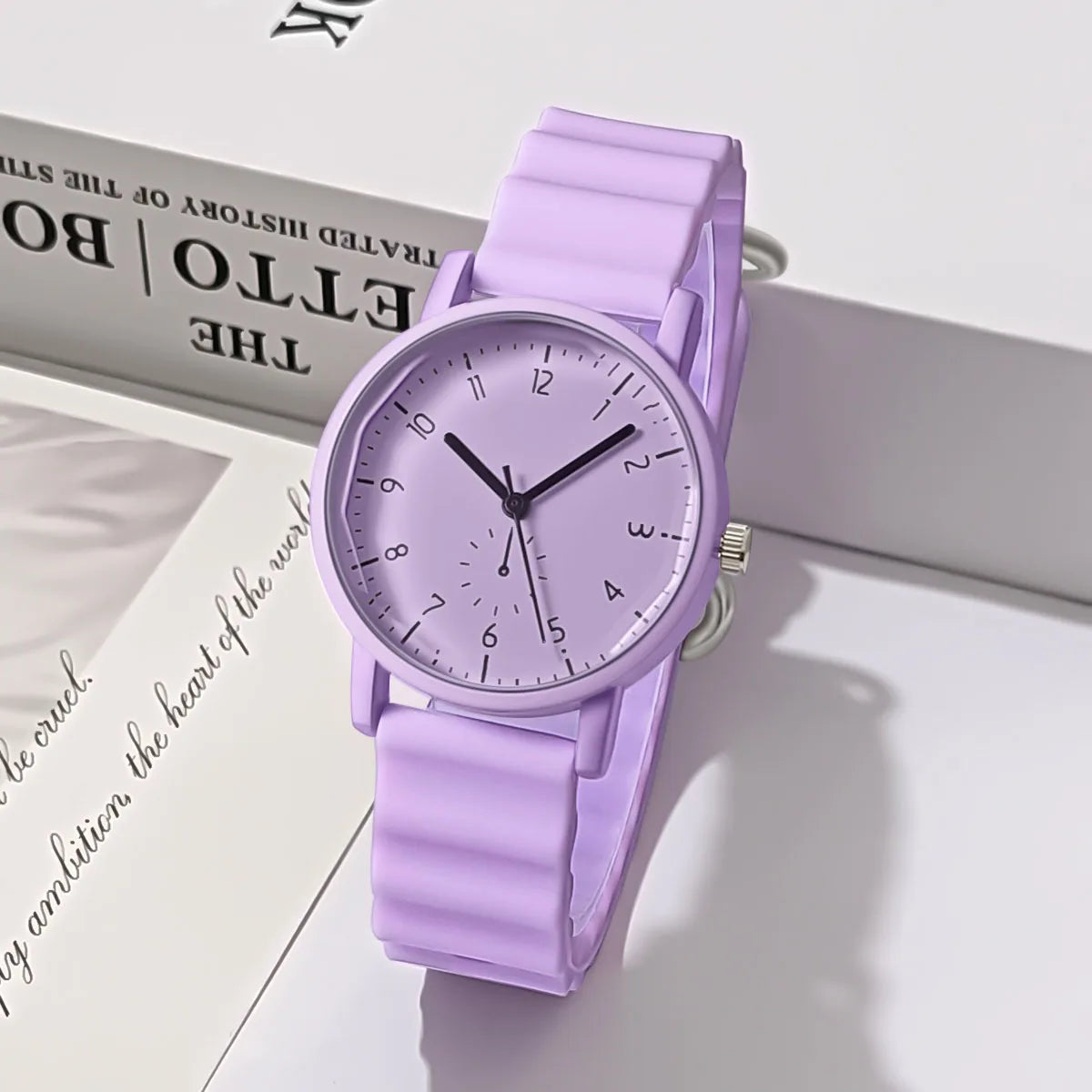1pc-Jelly Color Round Shell Student Sports Creative Wave Shaped Quartz Watch Ins Wind