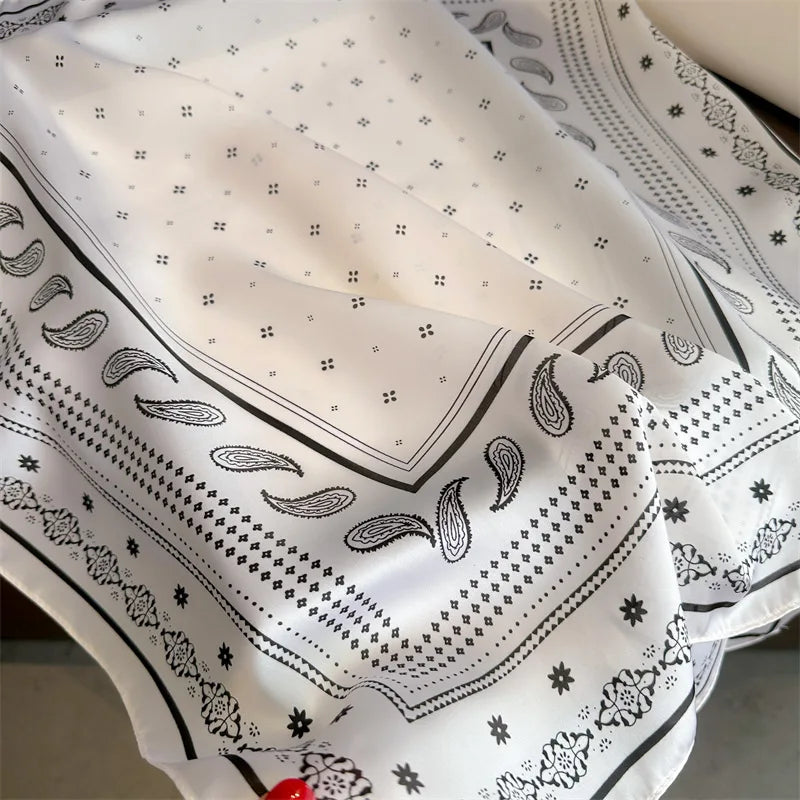 Paisley Cashew Print 70*70cm Silk Square Scarf Women Neck Tie Soft Satin Neckerchief Female Foulard Headband Hijab Decorate Hand