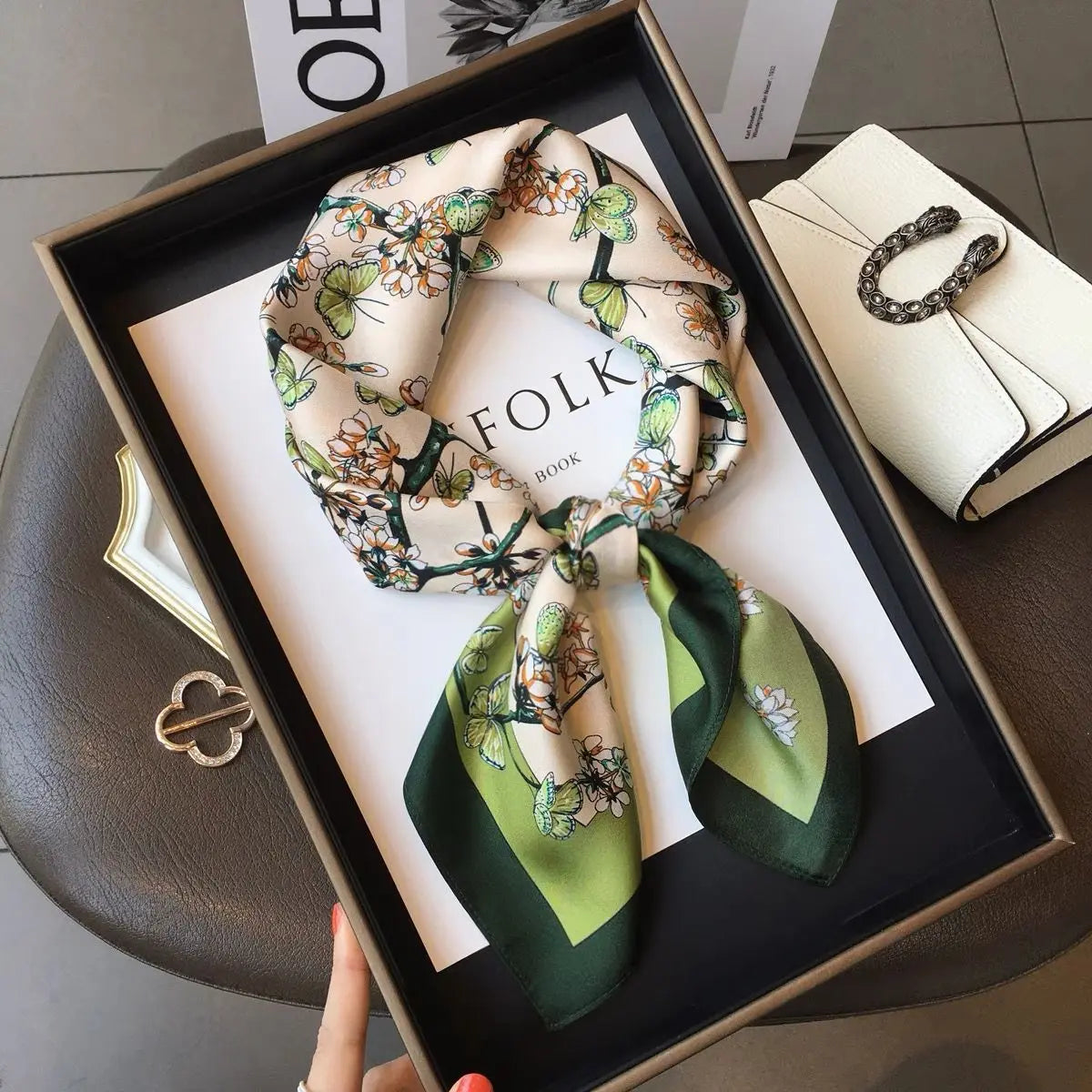 70*70cm Flower Silk Square Scarf Women Satin Shawl Wrap Hijab Female Hair Band Wrist Luxury Headkerchief Echarpe fashion Bandana