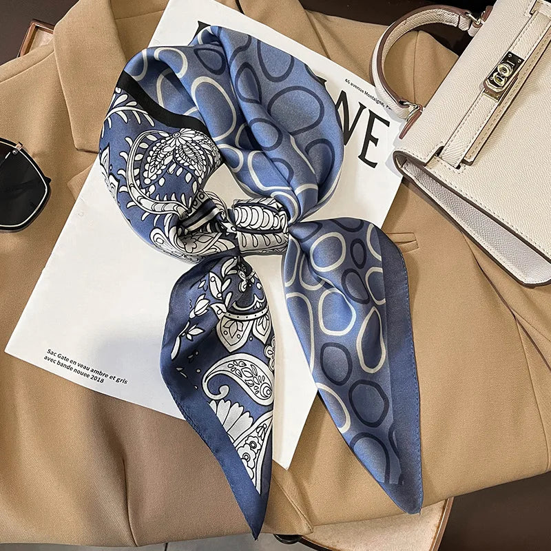 Elegant Floral Scarf for Lady Fashion Square Silk Neck Kerchief Bandana Foulard Soft Hairbands Women 2022 New Bufanda